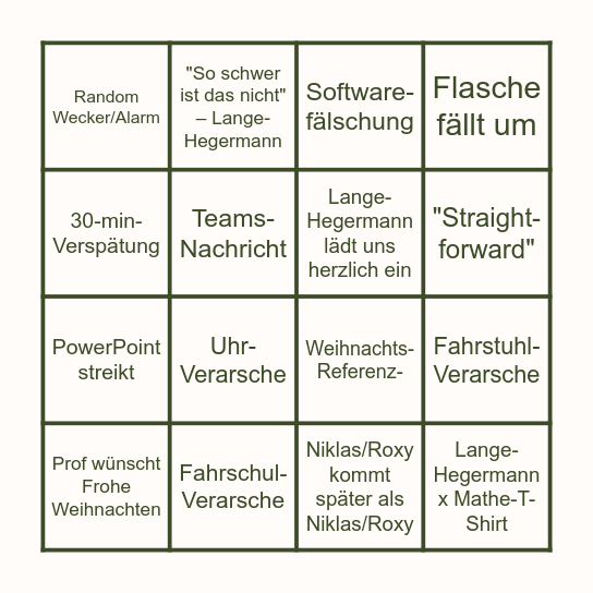 WEIHNACHTSBINGO Card