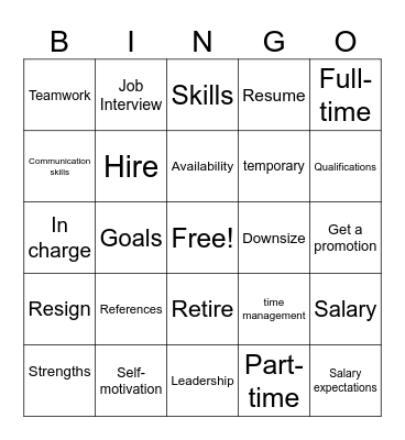 Work Bingo Card