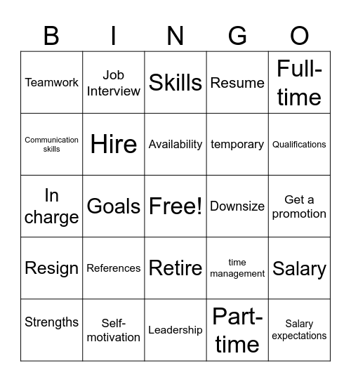 Work Bingo Card