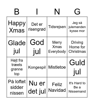 Julemusikbingo Card