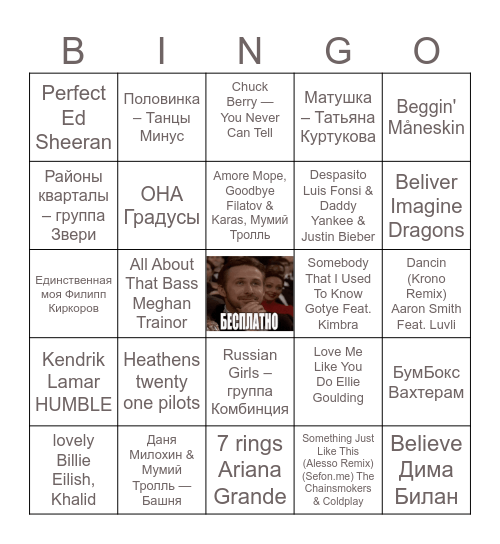 Музыкальное лото! Bingo Card