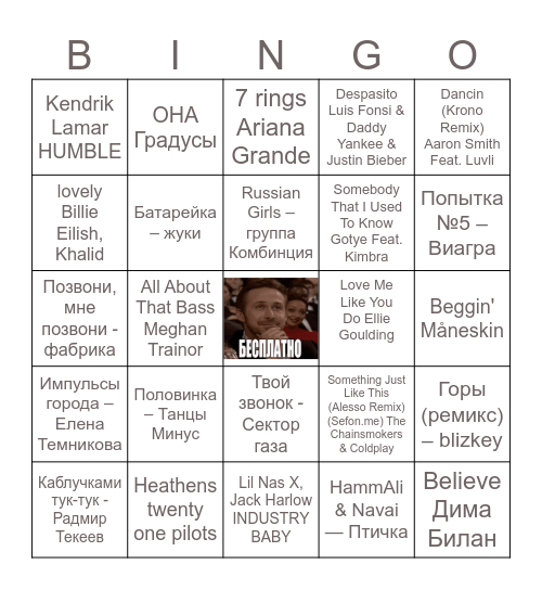 Музыкальное лото! Bingo Card