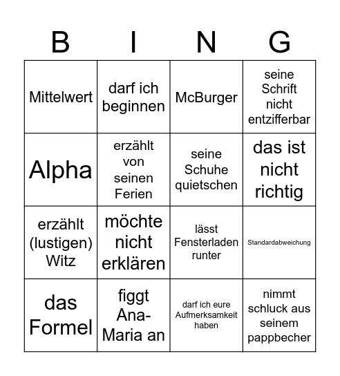 Statistik Love Bingo Card