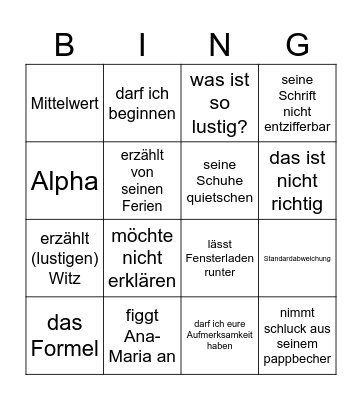 Statistik Love Bingo Card