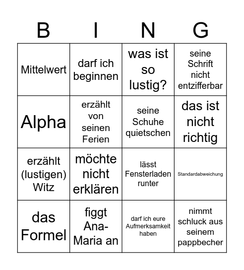 Statistik Love Bingo Card