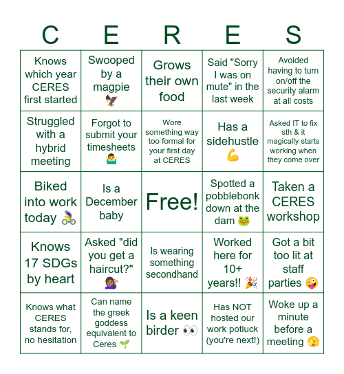 🎄✨ CERES HQ 2024 Bingo! ✨🎄 Bingo Card