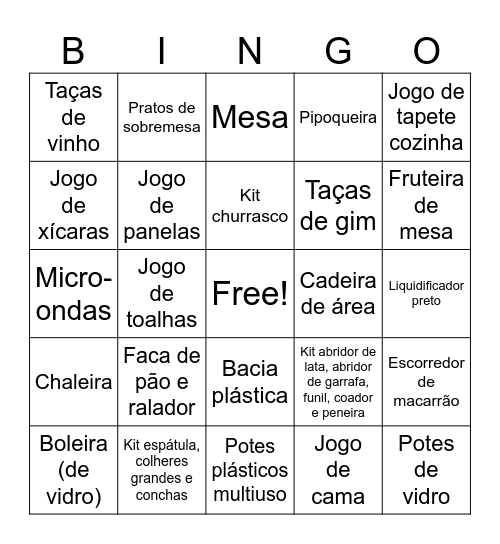 Chá de Panela da Kay Bingo Card