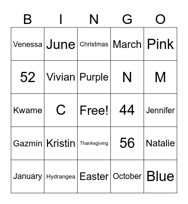 Let's Play Bingo Card