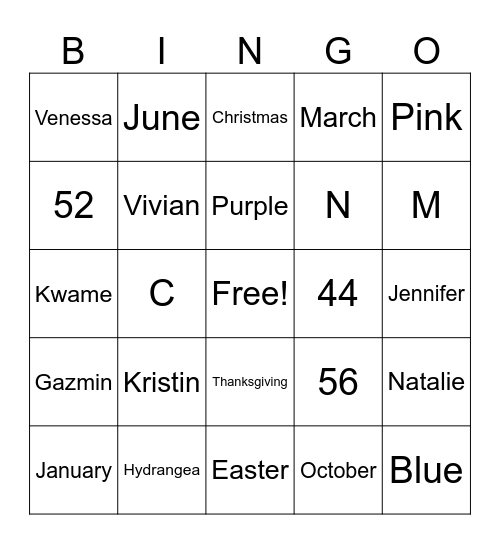 Let's Play Bingo Card