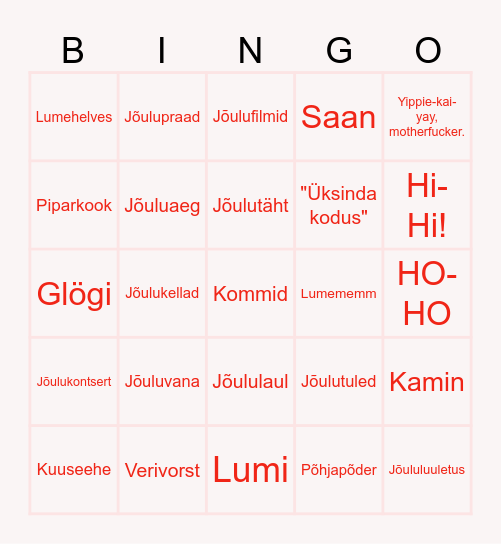 Jõulu Bingo Card