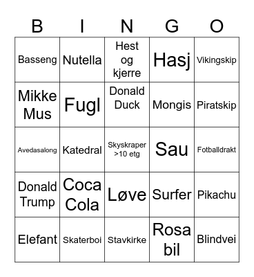 Street View Bingo Card