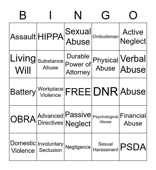 LEGAL AND ETHICAL Bingo Card