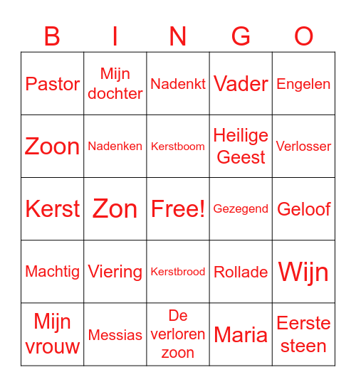 DeDeur Bingo Card