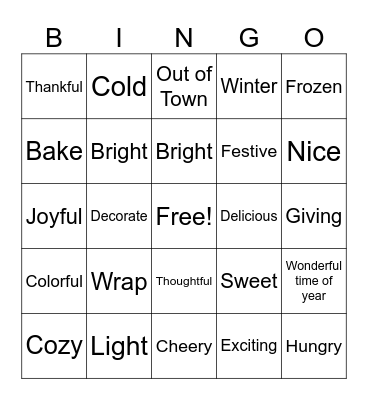 Holiday Bingo! Bingo Card