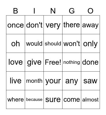 63 Bingo Card