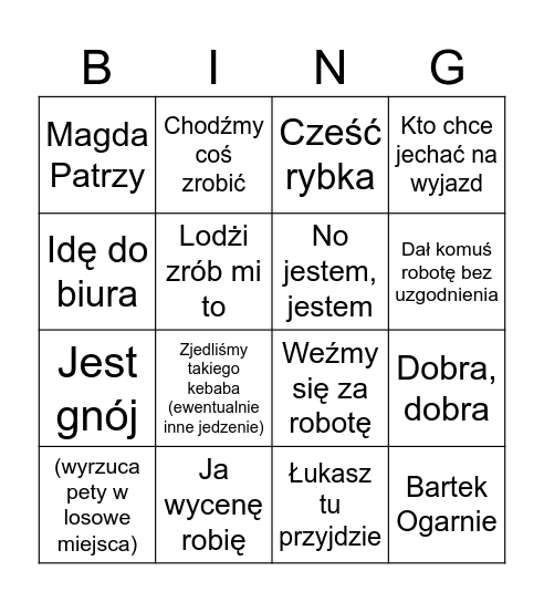 Maniek Bingo Card