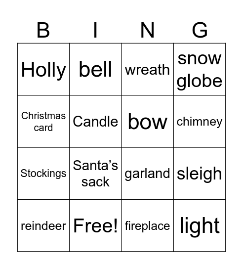 Christmas decorations Bingo Card