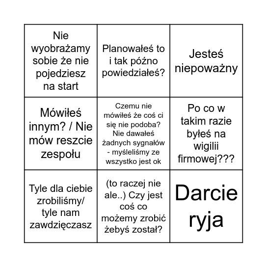 DEZERCJA ŁB Bingo Card