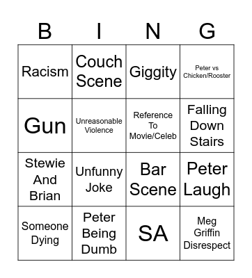 Epik Family Guy Sigma Bingo Card