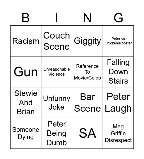 Epik Family Guy Sigma Bingo Card