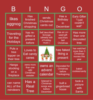 Virtual Holiday Bingo Card