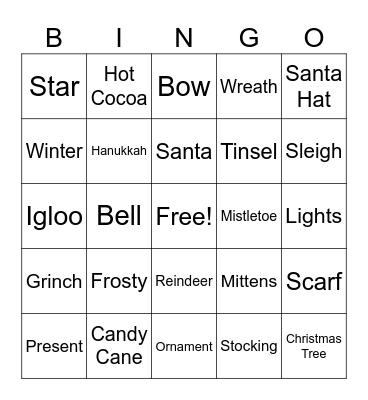 Holiday Bingo Card