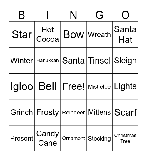 Holiday Bingo Card