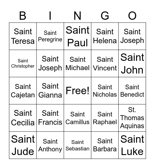 SAINTS BINGO Card