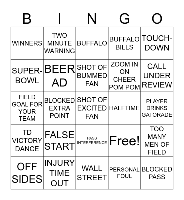 BUFFALO BILLS DAY BINGO!!! Bingo Card
