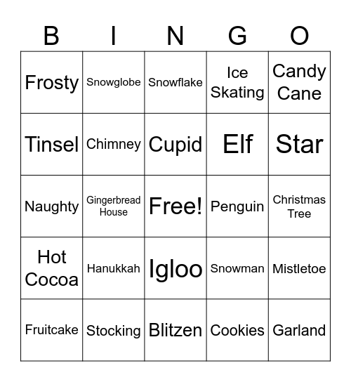 Holiday Bingo Card
