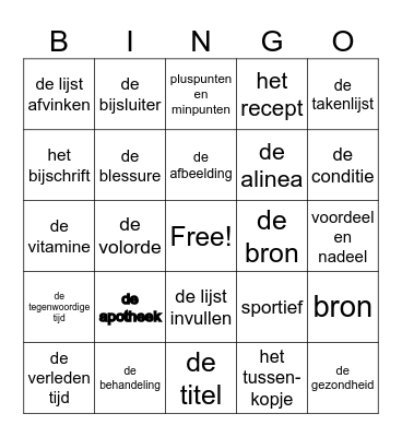 Thema 3 Gezondheid Bingo Card