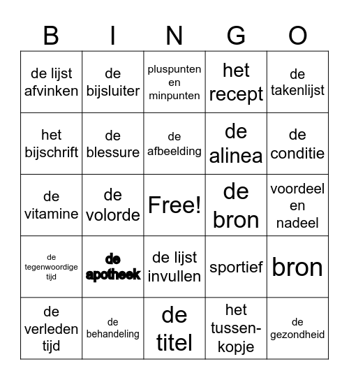 Thema 3 Gezondheid Bingo Card