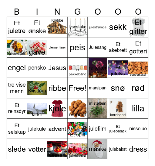 Jule og nyttårs Bingo Card