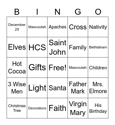 HCS CHRISTMAS BINGO Card
