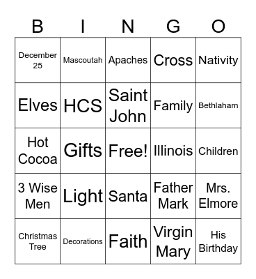 HCS CHRISTMAS BINGO Card