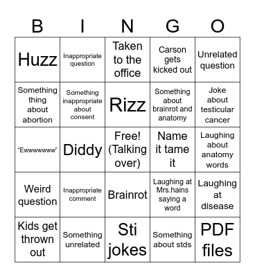 Health Bingo Card