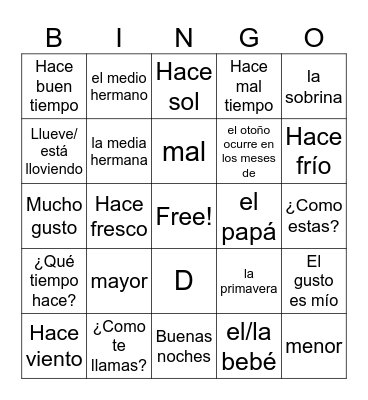 review final exam Bingo Card