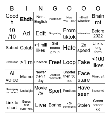 Untitled Bingo Card