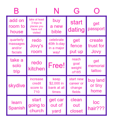 Resolution Bingo Year 2025 Bingo Card