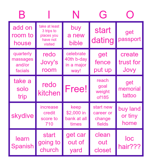 Resolution Bingo Year 2025 Bingo Card