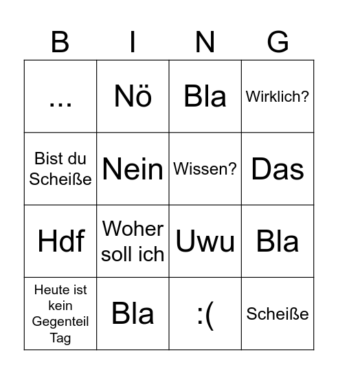 Bingi Bingo Card