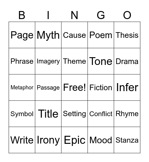 ELA BINGO Card