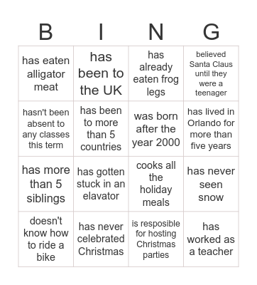 Find someone who.... Bingo Card