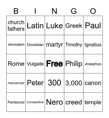 Unit 1-2 Bingo Card