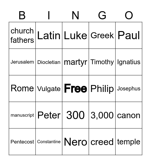 Unit 1-2 Bingo Card