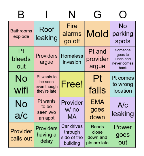 Tuesday Bingo Card