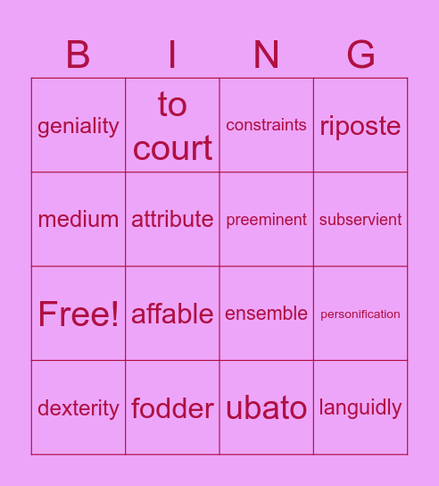 CHU BERRY Bingo Card