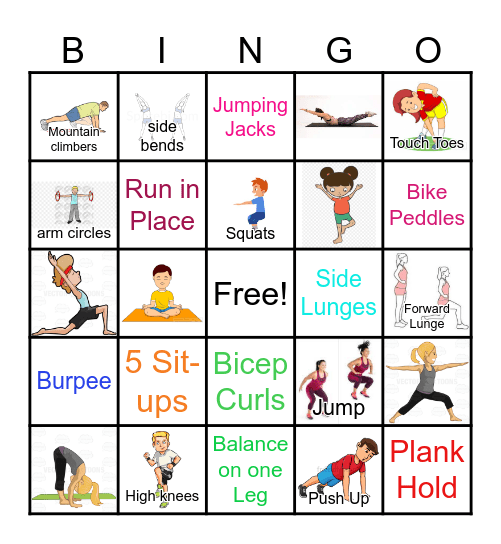 PE Fitness BINGO Card