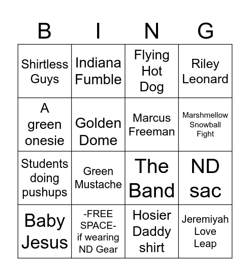 ND PLAYOFF BINGO Card