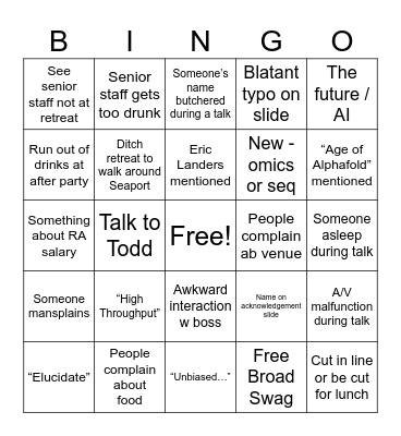 Broad Retreat Bingo Card